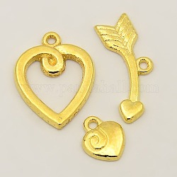 Tibetan Style Alloy Toggle Clasps, Lead Free & Cadmium Free, Heart, Golden, 20x15.5mm, Hole: 1.5mm, Bar: 23mm