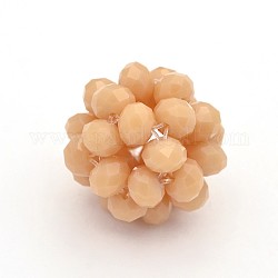 Runde gewebte Glasperlen aus Jadeimitat, Cluster-Perlen, peachpuff, 14 mm, Perlen: 4 mm