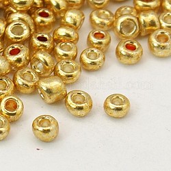 Perles de rocaille en verre, Coloris, ronde, blé, taille: environ 2mm de diamètre, Trou: 1 mm