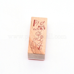 Деревянные марки, с резиновой, прямоугольные, цветочным узором, 55x22x19 мм