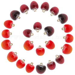 CHGCRAFT 36Pcs 3 Sizes Red Cherry Charms Pendants Lovely Fruit Cherry Pendants with Golden Tone Loops Dangle Fruit Cherry Charms for Necklaces Earrings Bracelets Keychains Making, 20mm to 23mm