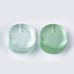 半透明の樹脂ビーズ  片穴  オーバル  淡緑色  27x24x13mm  半分穴：1mm