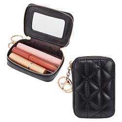 WADORN PU Leather Zipper Lipstick Storage Bags, Small Cosmetic Bag for Lipsticks Mini Portable Makeup Holder for Women, Black