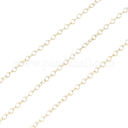 Латунные кабельные цепи, пайки, настоящие цепочки с золотым наполнителем 14 карат, реальный 14k позолоченный, ссылка: 2x1.4x0.2 mm