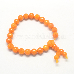 Buddha Meditation gelbe Jade Perlen Stretch-Armbänder, dunkelorange, 50 mm, 21 Stk. / Strang
