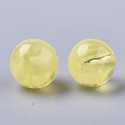 Perles acryliques, imitation de cire d'abeille, ronde, verge d'or pale, 10mm, Trou: 1.8mm, environ 940 pcs/500 g