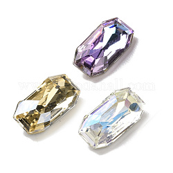 Glass Rhinestone Cabochons, Pointed Back & Back Plated, Faceted, Rectangle, Mixed Color, 12x6x4.3mm