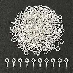 Iron Screw Eye Pin Peg Bails, For Half Drilled Beads, Silver, 10x5x1.2mm, Hole: 2.8mm