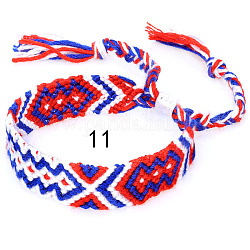 Bracelet cordon coton tressé motif losanges, bracelet brésilien réglable ethnique tribal pour femme, mauve, 5-7/8~14-1/8 pouce (15~36 cm)