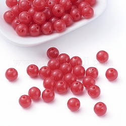 Perlas de acrílico fluorescentes, redondo, rojo, 8mm, agujero: 1.5 mm, aproximamente 1700 unidades / 500 g