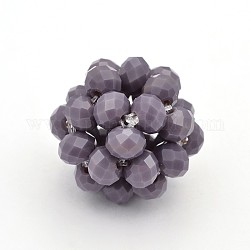 Imitation Jade Glass Round Woven Beads, Cluster Beads, DarkSlate Blue, 22mm, Beads: 6mm