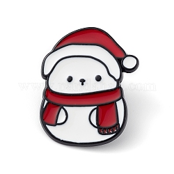 Pin emanel tema navideño, Broche de aleación negra de electroforesis para ropa de mochila, patrón de muñeco de nieve, 28.3x23x1.5mm