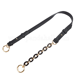 WADORN Leather Replacement Chain Strap, 83cm Adjustable Leather Purse Handle Crossbody Strap with Acrylic Chain Shoulder Bag Strap with Metal Clasps for Satchel Tote Clutches, Black