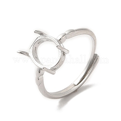 Regolazioni dell'anello pad ottone regolabile, impostazioni dell'anello a punta, ovale, platino, diametro interno: 17.6mm, vassoio: 7.5x6mm