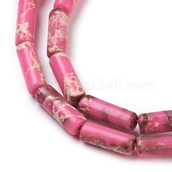 Synthetic Imperial Jasper Beads Strands, Dyed, Column, Hot Pink, 13~15x4.5mm, Hole: 1mm, about 28~29pcs/strand, 14.96 inch(38cm)