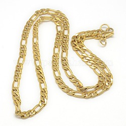 201 acier inoxydable mère-fils colliers de la chaîne des hommes à la mode, avec fermoir pince de homard, or, 23.22 pouce (59 cm)