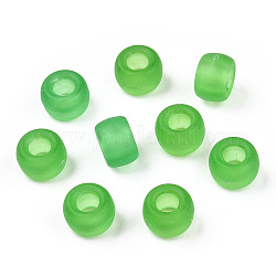 Cuentas de plástico transparente, esmerilado, barril, verde lima, 9x6mm, agujero: 3.8 mm, aproximamente 1900 unidades / 500 g