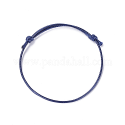Корейская вощеной шнур браслет полиэстера делает, темно-синий, регулируемым диаметром: 40~70 мм