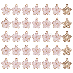 Подвески из эмали из цинкового сплава, 100 шт., цветок, золотые, розовые, 16.5x14.5x2.5~3 мм, отверстие : 1.5 мм