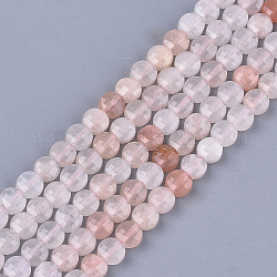 Chapelets de perles en aventurine rose naturel, facette, plat rond, 6~6.5x3.5mm, Trou: 0.8mm, Environ 59~60 pcs/chapelet, 14.9 pouce ~ 15.1 pouces