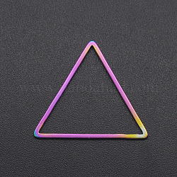 Ion Plating(IP) 201 Stainless Steel Linking Rings, Triangle, Laser Cut, Rainbow Color, 20x33x1mm, Inner Diameter: 17x20mm