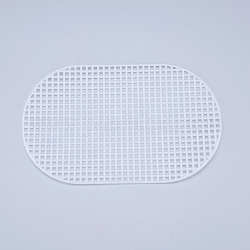 Hojas de lona de malla de plástico, para bordar, elaboración de hilo acrílico, proyectos de punto y ganchillo, oval, blanco, 20.2x12.6x0.15 cm, agujero: 4x4 mm