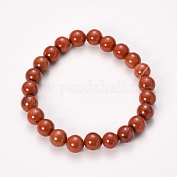 Rouges bracelets naturels stretch jasper de perles, ronde, 2-1/8 pouce (55 mm), perle: 10 mm