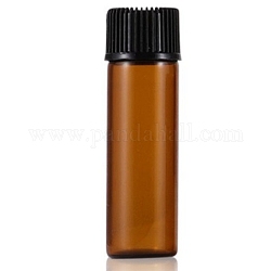 Glass Aromatherapy Subpackage Bottle, with Aluminium Oxide Cover & PP Plug, Column, Saddle Brown, 1.6x4.5cm, Capacity: 5ml(0.17fl. oz)