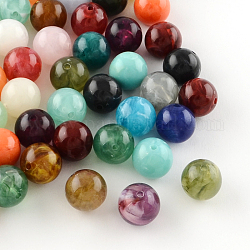 Акриловые шарики Gemstone имитация, круглые, разноцветные, 10 мм, отверстие : 2 мм, Около 925 шт / 500 г