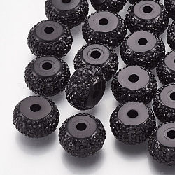 Perles de strass en résine , rondelle, noir, 8x4.5mm, Trou: 1.8mm
