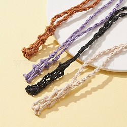 4 pièces 4 couleurs cordon de cire tressé macramé pochette collier faisant, collier de pierres interchangeables en perles de bois ajustables, couleur mixte, 35-3/8 pouce (90 cm), 4mm, 1 pc / couleur