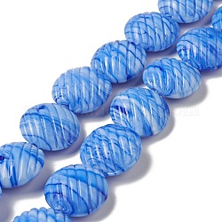 Perles à la main Murano brin, plat rond, bleu royal, 20x10mm, Trou: 1.2mm, Environ 18 pcs/chapelet, 13.78 pouce (35 cm)