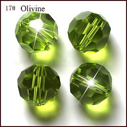 Perles d'imitation cristal autrichien, grade AAA, facetté (32 facettes), ronde, vert jaune, 6mm, Trou: 0.7~0.9mm