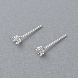304 Stainless Steel Stud Earring Findings, Prong Settings, Silver, 13x3mm, Pin: 0.8mm