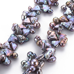 Naturales keshi abalorios de perlas hebras, perla cultivada de agua dulce, teñido, pepitas, azul pizarra, 9~20x10~18x3~11mm, agujero: 0.5 mm, aproximamente 70~74 pcs / cadena, 15.75 pulgada (40 cm)