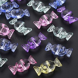 Perles en acrylique transparente, facette, candy, couleur mixte, 13.5x29x11mm, Trou: 2.5mm, environ 270 pcs/500 g