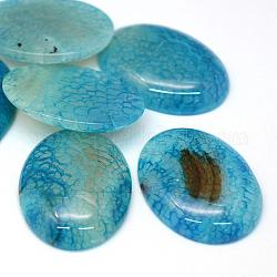 Oval gefärbte natürliche Knistern Achat Cabochon, Verdeck blau, 40x30x6~8 mm