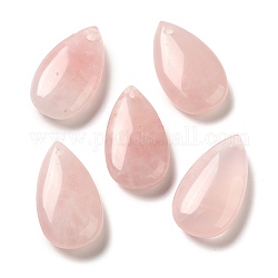 Ciondoli quazo rosa naturale, ciondoli a goccia, 31~33x16~17x6.5~8mm, Foro: 1.4 mm