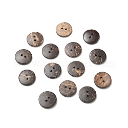 Botones de coco natural de 2 agujero, plano y redondo, coco marrón, 17.5x3mm, agujero: 1.8 mm