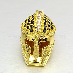 Perles de casque de gladiateur en zircone cubique micro pave en laiton, sans plomb et sans cadmium, or, 17x11mm, Trou: 1.5mm