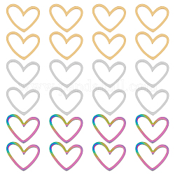 Dikosmetisch 24 Stück 3 Farben 201 Verbindungsringe aus Edelstahl, Laserschnitt, asymmetrisches Herz, Mischfarbe, 10.5x13x1 mm, 8 Stk. je Farbe