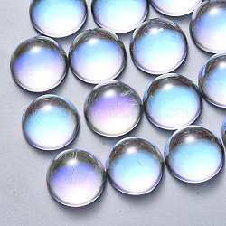 Cabochons de cristal transparente, color de ab chapado, medio redondo / cúpula, claro ab, 14x7mm