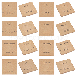 Fingerinspire 80 pz 8 modelli di carte espositive per collane di carta, quadrato con motivo a parole, parola, 8x8x0.04cm, 10pcs / modello