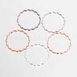 Brass Linking Wavy Rings, Mixed Color, 25x1mm