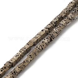 Fili di perle di roccia lavica naturale elettrodeposta, quadrato, placcato oro chiaro, 2.5x2.5x2.5mm, Foro: 0.8 mm, circa 158pcs/filo, 16.14'' (41 cm)