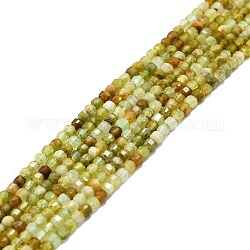 Natürlichen grünen Granat Perlen Stränge, facettiert, Würfel, 2x2x2 mm, Bohrung: 0.6 mm, ca. 182 Stk. / Strang, 15.16''~15.55'' (38.5~39.5 cm)