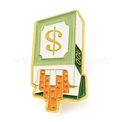 Pitillera y alfileres esmaltados en dólares, insignia de aleación dorada para ropa de mochila, verde mar oscuro, 32x17x1mm