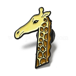 Broche en émail numéroté, Broche motif girafe en alliage plaqué noir électrophorèse pour vêtements sac à dos, num. 7, 35x21x1.3mm, pin: 1.1 mm
