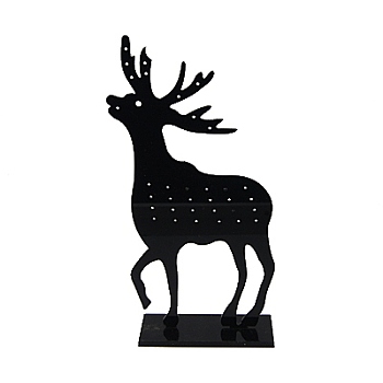Affichage d'oreille en plastique, présentoir à bijoux, renne de Noël / cerf, noir, 80x185x34mm