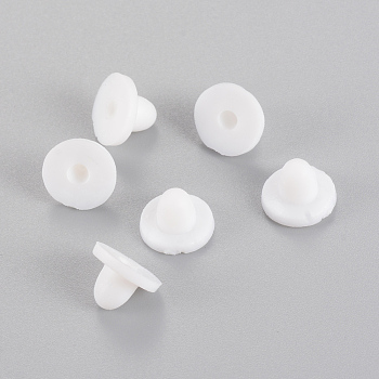 Rubber Ear Nuts, Earring Backs, Half Drilled, White, 6.5x6.5x5mm, Half Hole: 1.5mm, about 600pcs/50g